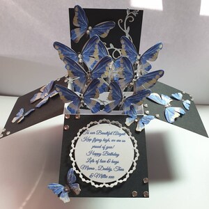 Beautiful  butterflys pop up box card! Can be personalised for any occation.