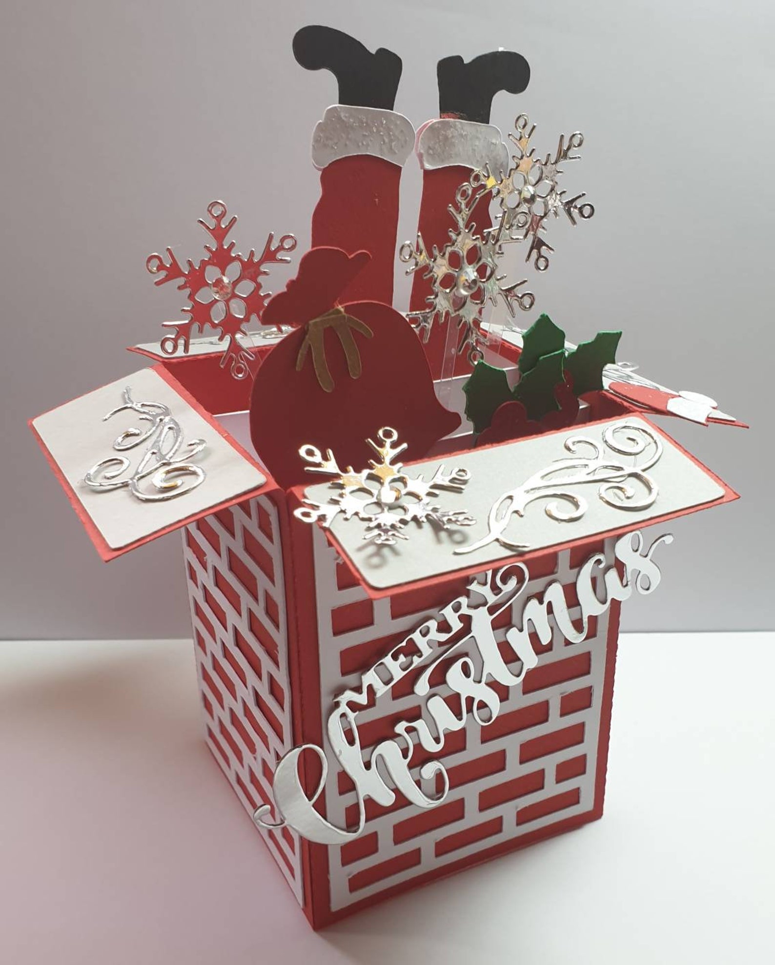 Beautiful Christmas Pop up Box Card Santa is Stuck in the Etsy UK