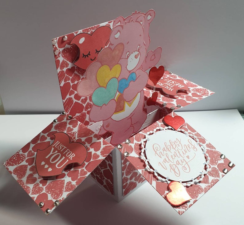 Beautiful Care Bear pop up box card.. Valentine/'s