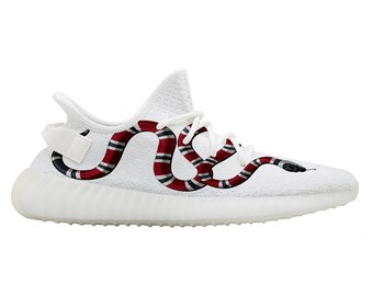 Red Black Snake Custom Made Sole Style 350V2 Style Like 350 V2 Boost Yeezy Versace Inspired Gucci Custom Shoes Hypebeast - Unisex Shoes