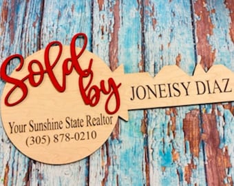 Key closing sign / sold by sign / key shaped sign/ realtor sign / closing gift
