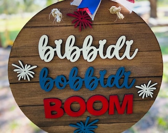 Patriotic Wooden Door Hanger: Summer Fourth of July Sign