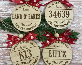 Zip code ornament / Personalized gift tag / Christmas ornament