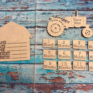 Barn and Tractor Baby Milestone / Farmer Baby / Barn Baby / Birth Announcement / Photo Prop