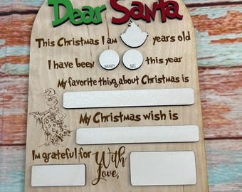 Dear Santa interactive white board sign / Mouse Christmas / Grinch Christmas sign