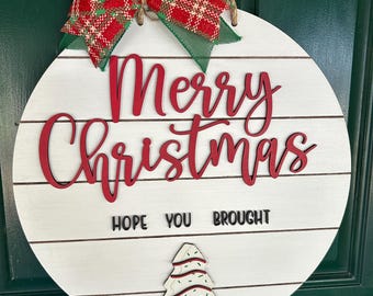 Merry Christmas Door Sign / Little Deborah Cake Christmas Sign /  Christmas tree cake