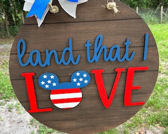 Mickey Mouse Patriotic Door Hanger: Land That I Love Summer Decor