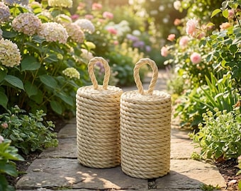 A Pair of 7kg Extra Tall Rope Door Stops -Nautical Home Decor