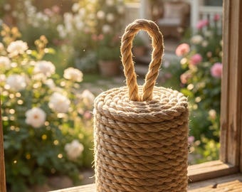 A Tall 3.5kg Rope Door Stop: Nautical Home Decor.