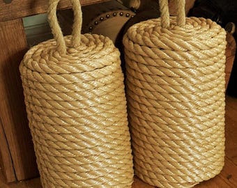 Nautical Rope Door Stop (Pair): Large Tall 7kg, The Grumpy Bulldog Workshop