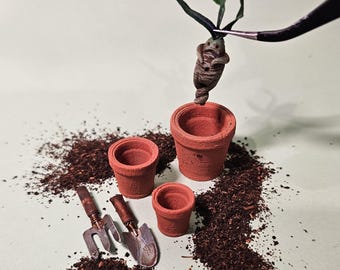 Mandrágora pequeña n.° 14, esculpida a mano, arcilla polimérica, artículo para casa de muñecas, escala 12