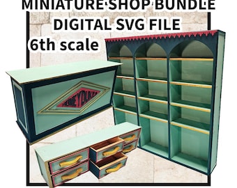 PAQUETE Tienda de miniaturas escala 6 - modular - Archivo SVG - Descarga digital para corte por láser