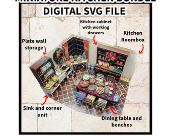 PAQUETE DE COCINA EN MINIATURA - Archivo SVG - Descarga digital para corte por láser