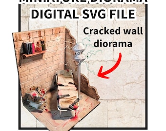 Diorama en miniatura de pared agrietada - Archivo SVG - Descarga digital para corte láser