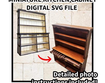 Gabinete de cocina en miniatura - Archivo SVG - Descarga digital para corte por láser