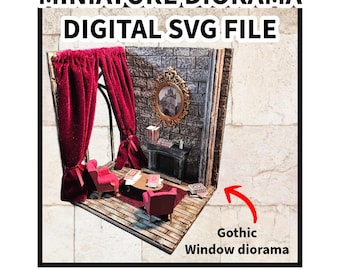 Diorama en miniatura de ventana gótica - Archivo SVG - Descarga digital para corte láser