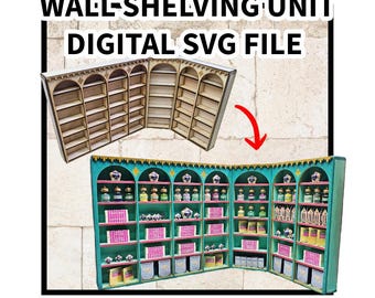 Estanterías de pared en miniatura para tiendas - modulares - Archivo SVG - Descarga digital para corte láser