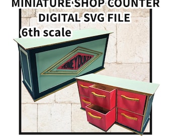 Mostrador de tienda en miniatura escala 6 - modular - Archivo SVG - Descarga digital para corte por láser
