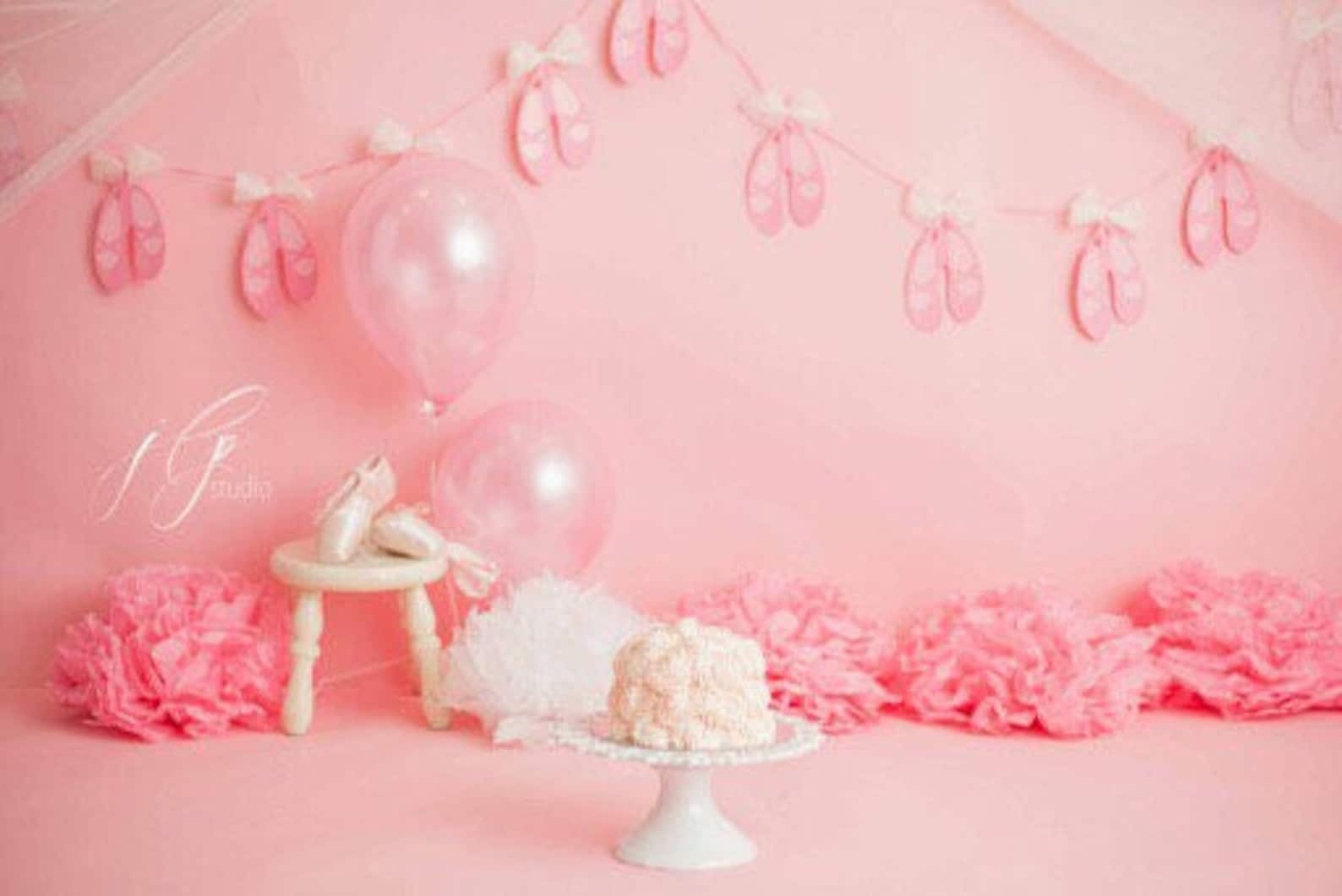 ballerina slipper banner ballet dancer shoes birthday party photo cake smash photography sign dancer tutu bow dancing dainty mus