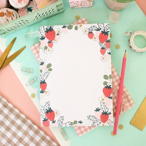 Notepad - Strawberry Notepad - To do list - Tear off notepad - Organiser - Stationery - Desk pad - A5 Notepad