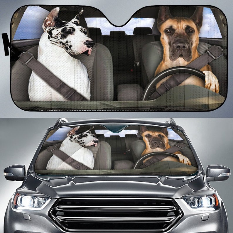 Great Dane Dogs 1 Auto Sun Shade Dog Design Car Sun Shade Etsy