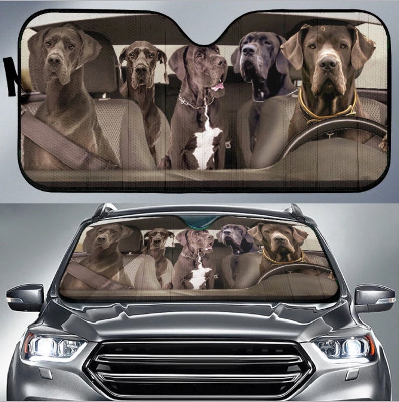 Great Dane Dogs 4 Auto Sun Shade Dog Design Car Sun Shade Etsy