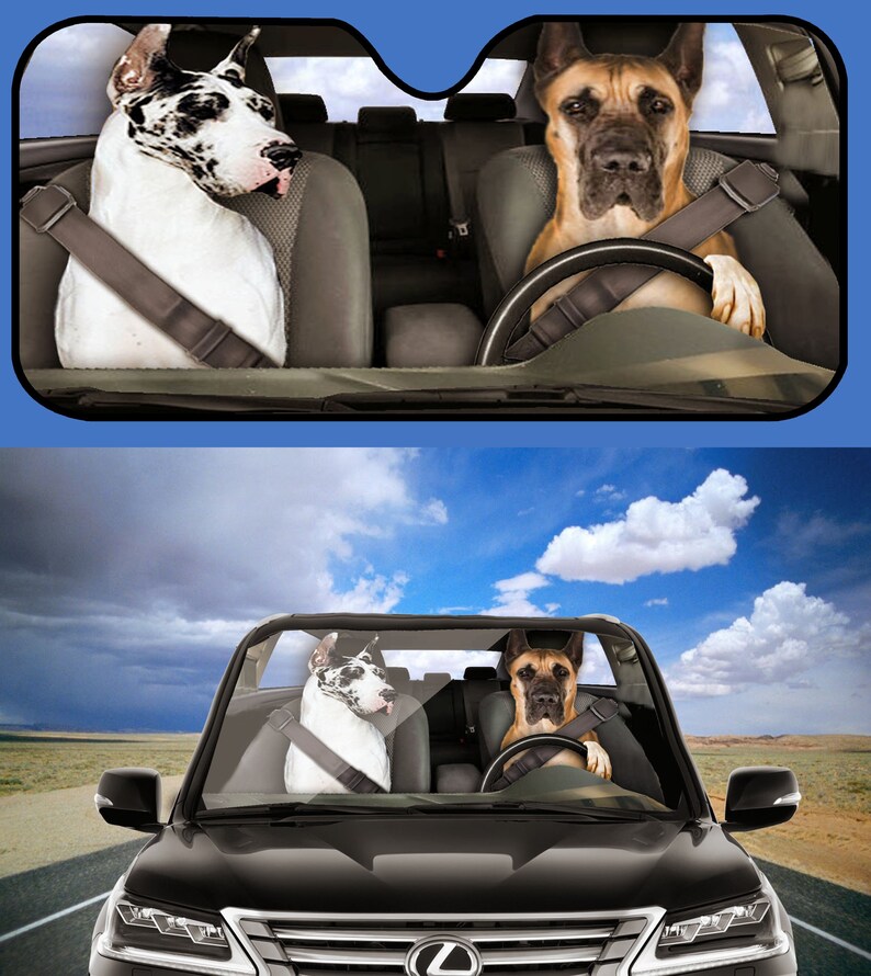 Great Dane Dogs 1 Auto Sun Shade Dog Design Car Sun Shade Etsy
