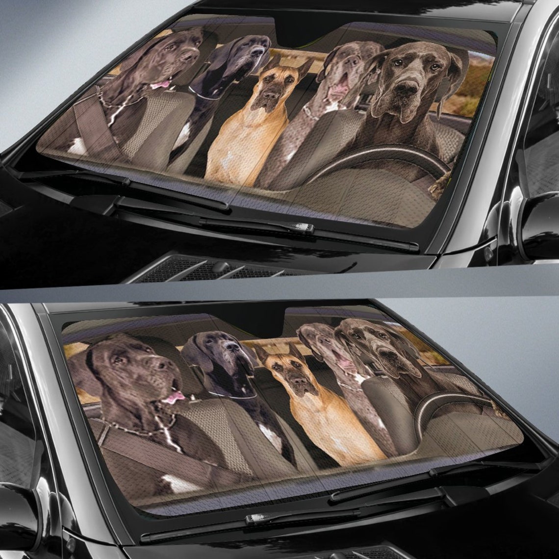 Great Dane Dogs 5 Auto Sun Shade Dog Design Car Sun Shade Etsy
