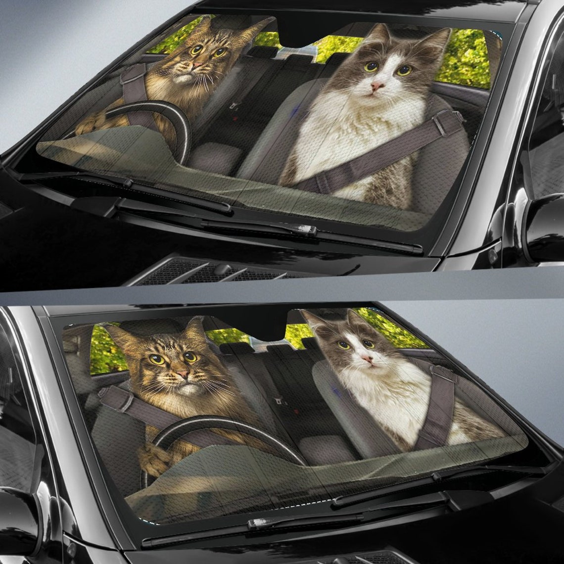Cats Auto Sun Shade Kitty Meow Car Sun Shade Windshield Etsy