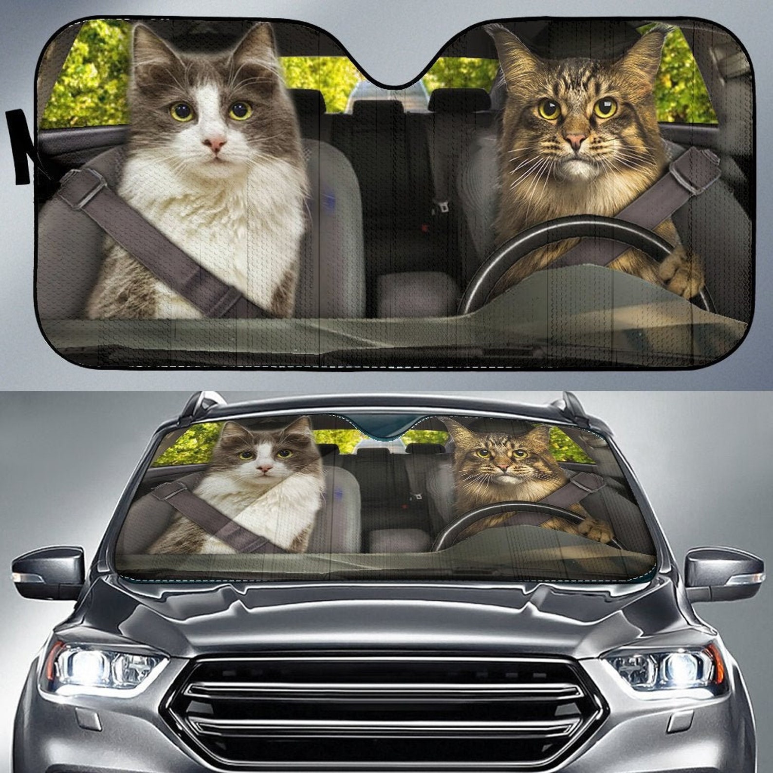 Cats Auto Sun Shade Kitty Meow Car Sun Shade Windshield Etsy