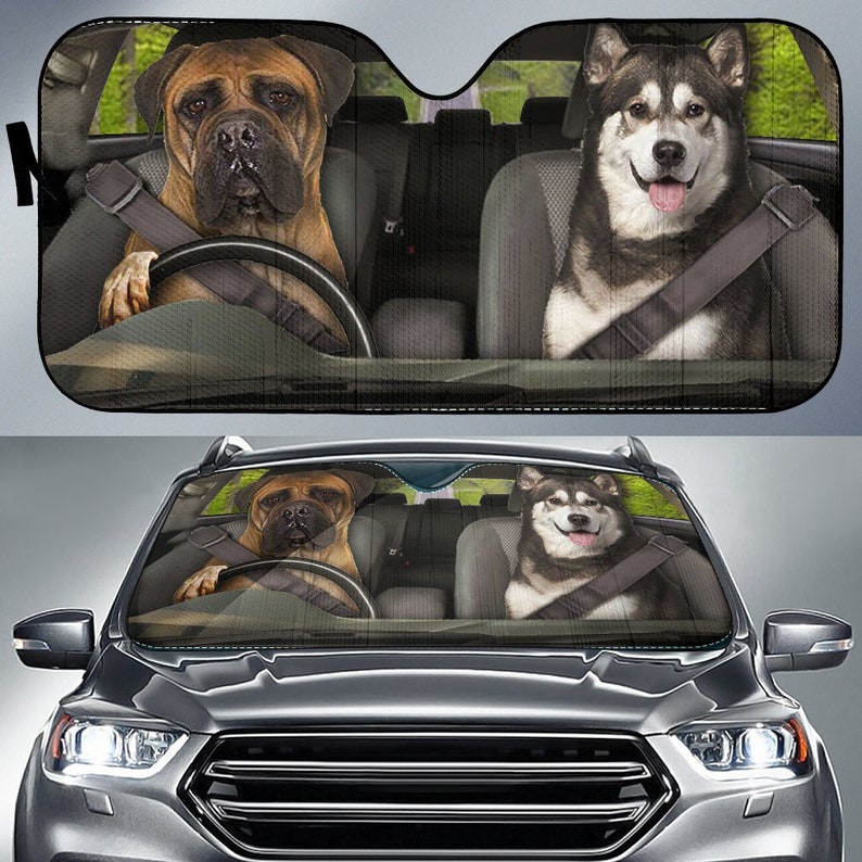 Dogs 1 Auto Sun Shade Dog Design Car Sun Shade Car Decor Etsy