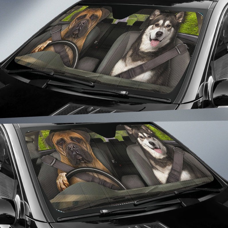 Dogs 1 Auto Sun Shade Dog Design Car Sun Shade Car Decor Etsy