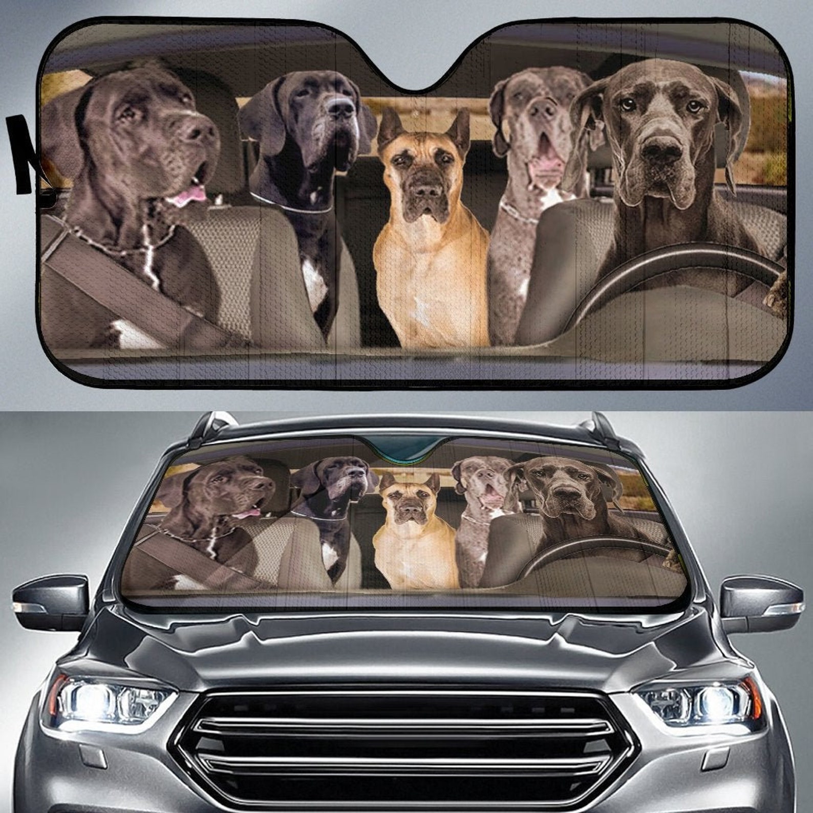 Great Dane Dogs 5 Auto Sun Shade Dog Design Car Sun Shade Etsy