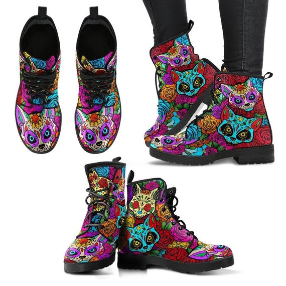 Sugar Skull Cat Women's Boots Best 