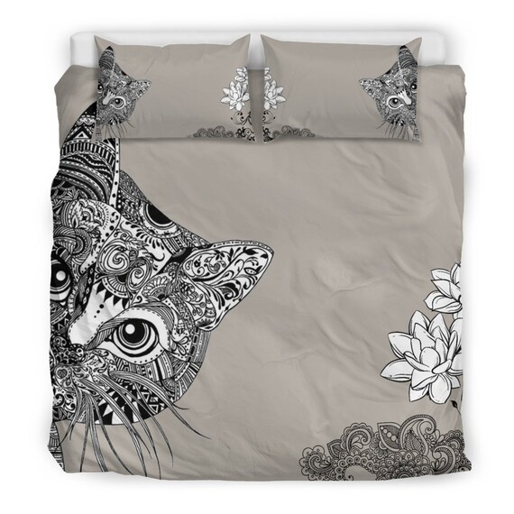 Cat Hiding Bedding Set Cat Prints Blanket Cat Design Items Etsy