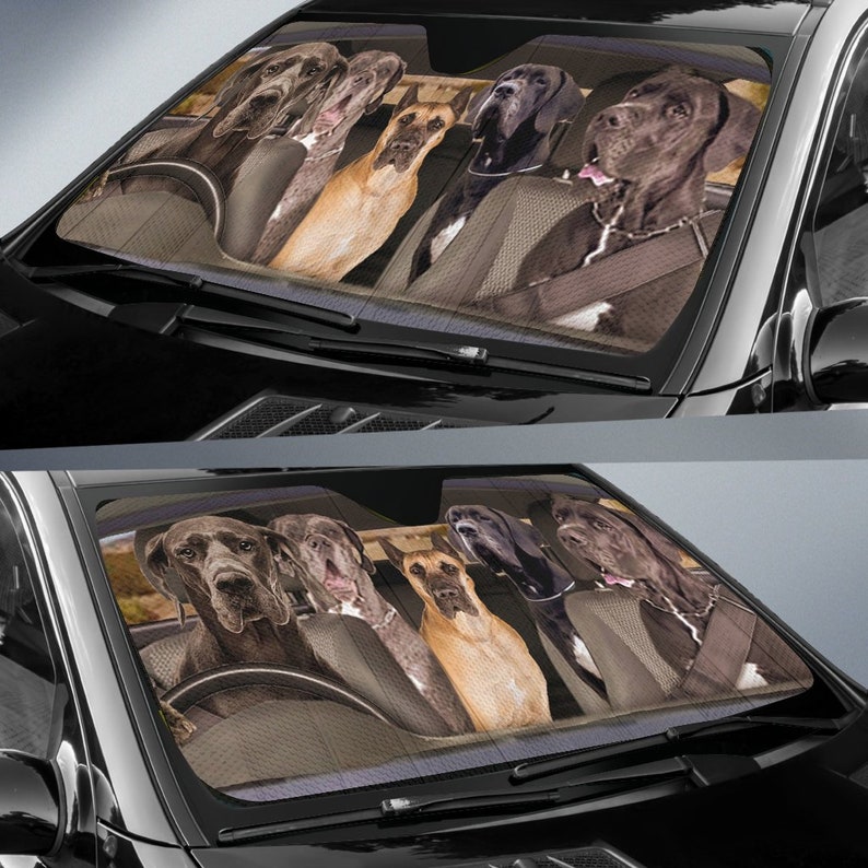 Great Dane Dogs 5 Auto Sun Shade Dog Design Car Sun Shade Etsy