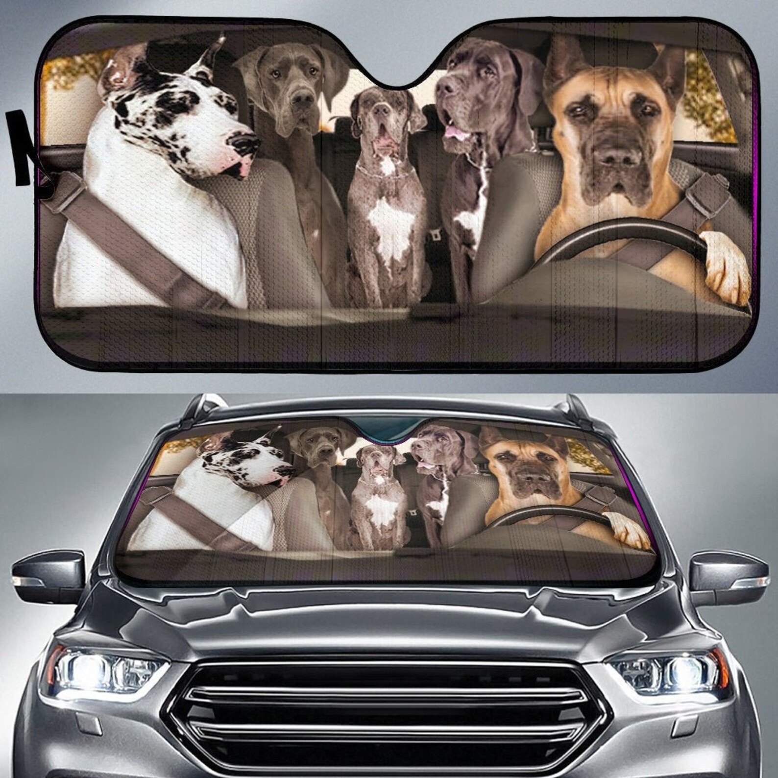 Great Dane Dogs 2 Auto Sun Shade Dog Design Car Sun Shade Etsy