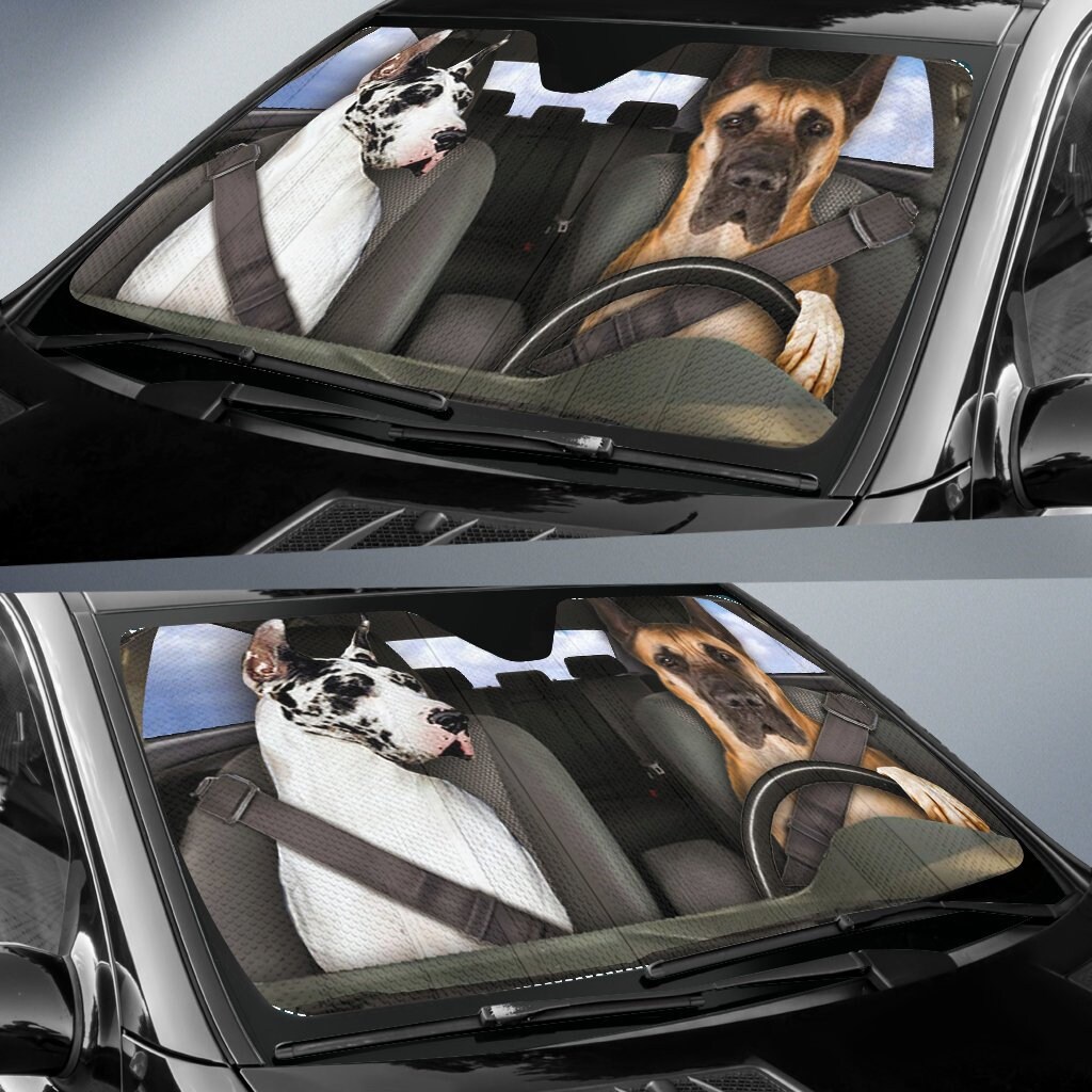 Great Dane Dogs 1 Auto Sun Shade Dog Design Car Sun Shade Etsy