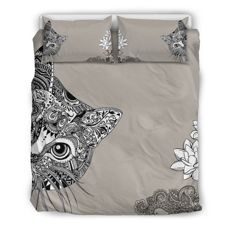 Cat Hiding Bedding Set Cat Prints Blanket Cat Design Items Etsy