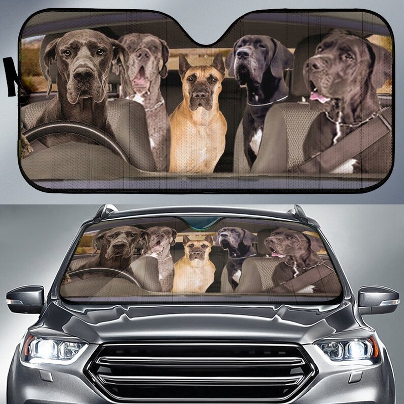 Great Dane Dogs 5 Auto Sun Shade Dog Design Car Sun Shade Etsy