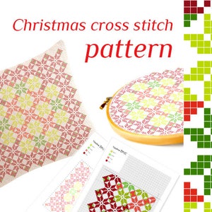 Geometric cross stitch pattern Christmas cross stitch pdf for pillow Hand embroidery pdf Cross stitch flower Modern cross stitch ornament image 4