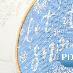 Easy winter cross stitch pattern PDF Let it snow cross stitch pattern pdf Easy cross stitch pattern snowflakes image 8