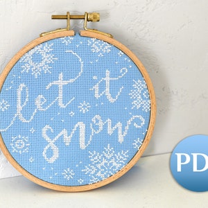 Easy winter cross stitch pattern PDF Let it snow cross stitch pattern pdf Easy cross stitch pattern snowflakes image 9
