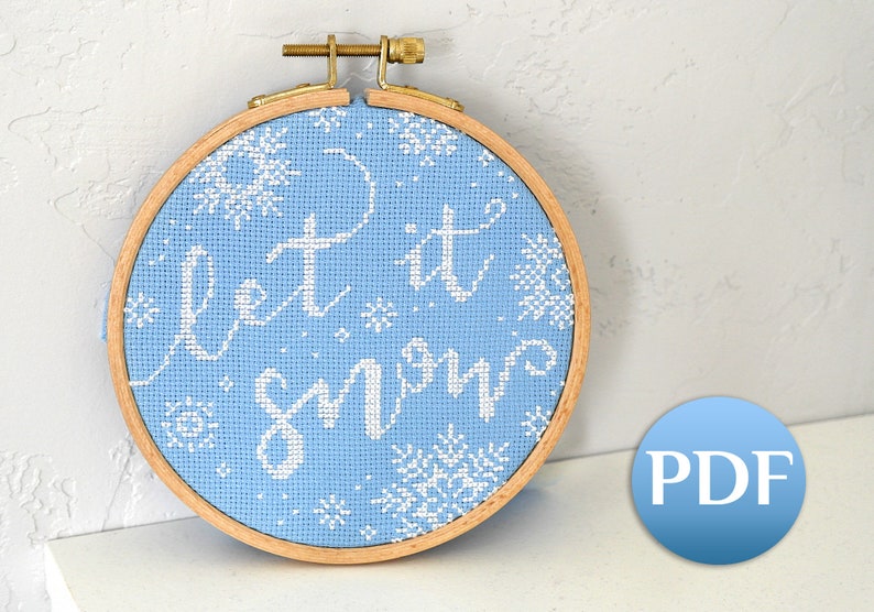 Easy winter cross stitch pattern PDF Let it snow cross stitch pattern pdf Easy cross stitch pattern snowflakes image 9