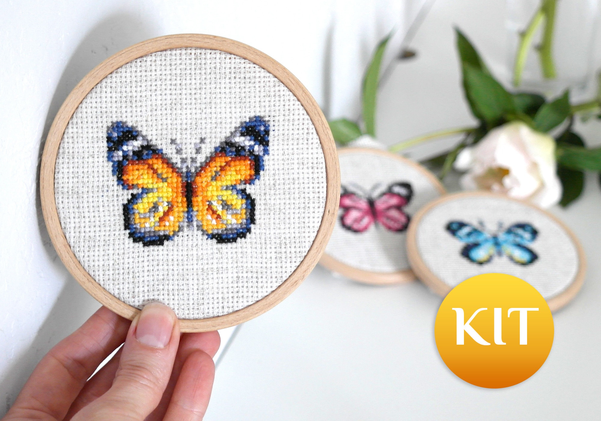 Cross Stitch Kits - Butterflies 16× 22, Embroidery Patterns K765