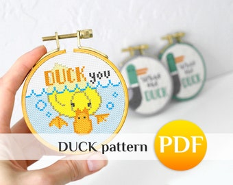 Funny cross stitch Mini duck cross stitch pattern PDF Snarky cross stitch DUCK YOU Subversive cross stitch Cheeky Quirky Rude cross stitch