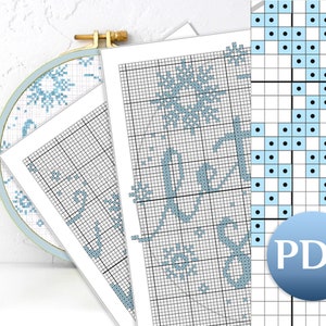 Easy winter cross stitch pattern PDF Let it snow cross stitch pattern pdf Easy cross stitch pattern snowflakes image 7