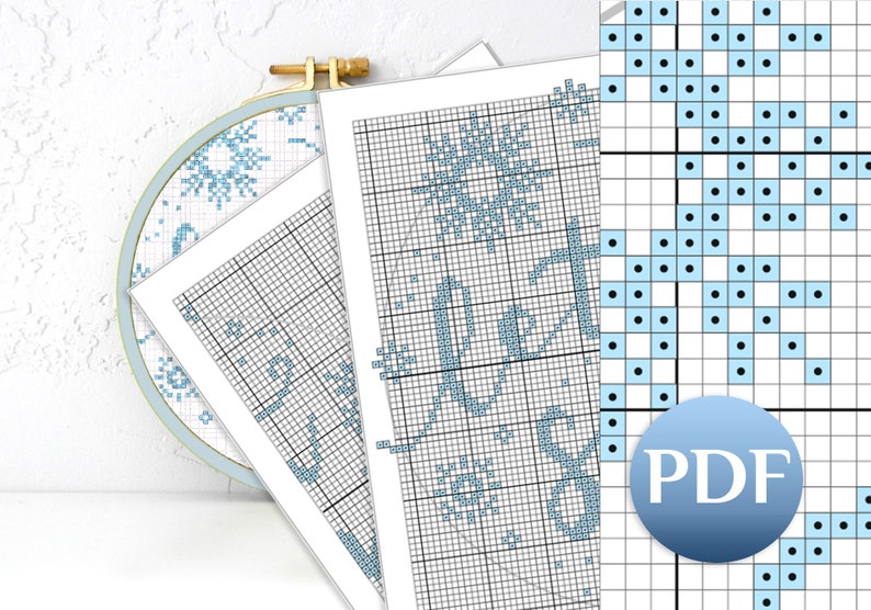 Easy winter cross stitch pattern PDF Let it snow cross stitch pattern pdf Easy cross stitch pattern snowflakes image 7