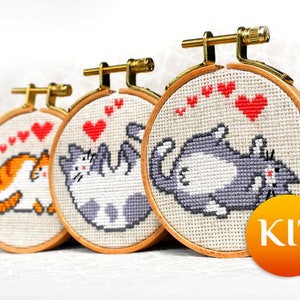 Mini cross stitch KIT easy cross stitch KIT Funny cat cross stitch kit for beginner Funny cross stitch KIT