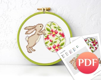 Happy Easter Bunny & Egg Mini Cross Stitch Pattern (PDF)